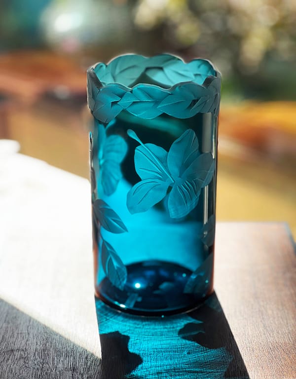 Hibiscus Blue Bud Vase