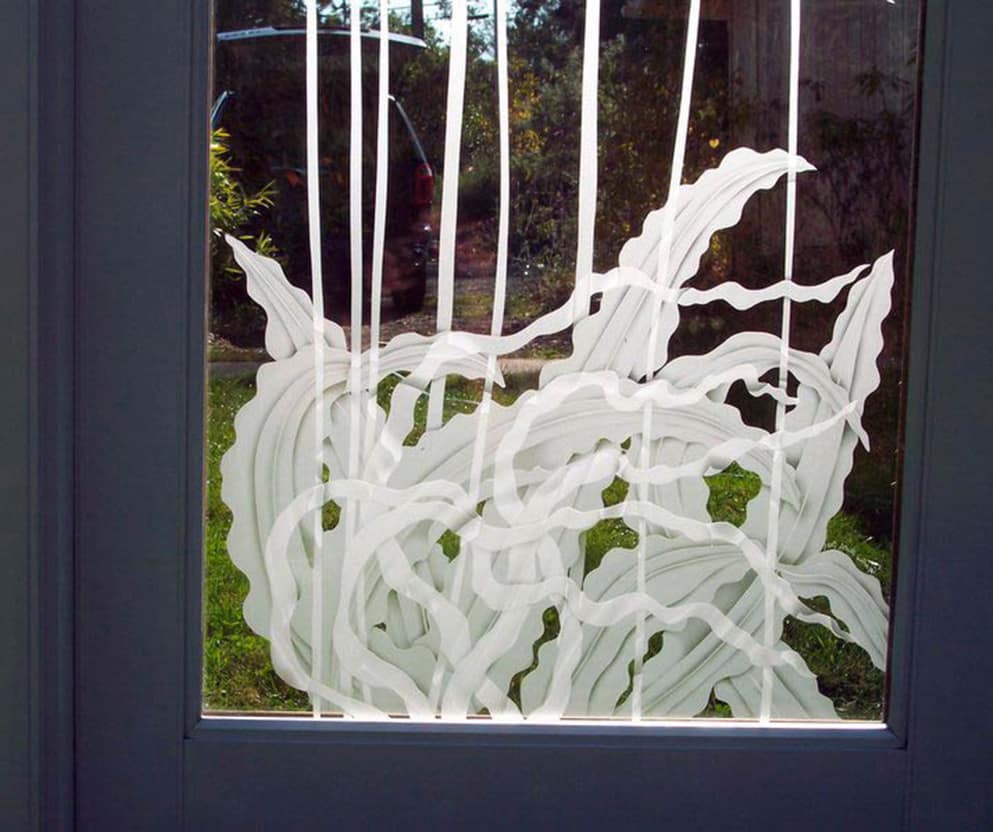 Detail of double etched Kelp Door Detail Kelp door