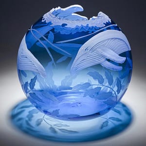 Whale Humpback Family Blue Vase