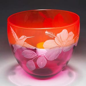 Hummingbird in Hibiscus Bowl